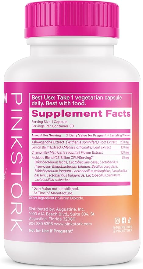 Pink Stork Postpartum Probiotics with Ashwagandha 30 Capsules