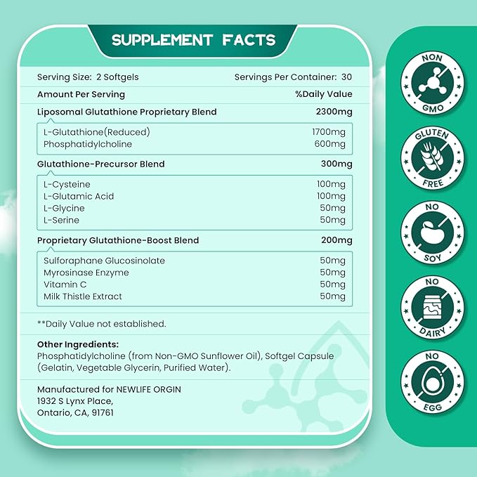 2800 MG Liposomal Glutathione Supplement, Detoxifying