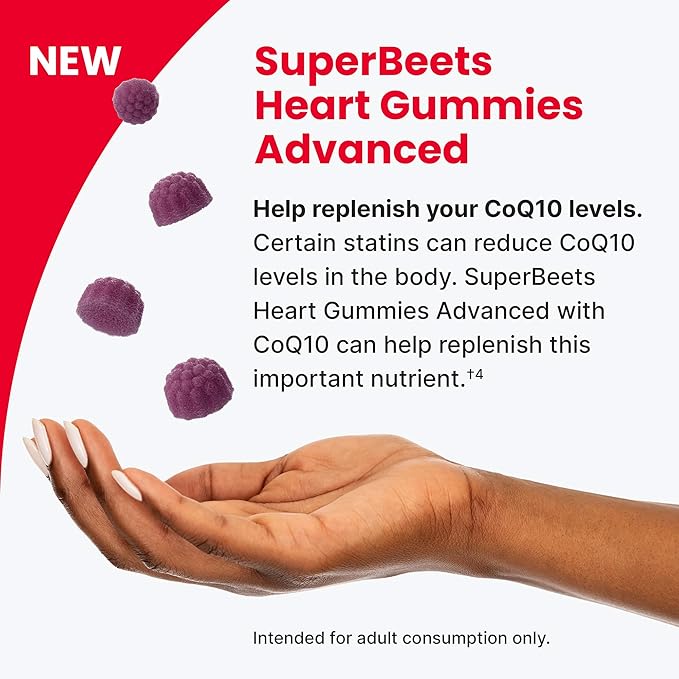 humanN SuperBeets Heart Gummies Advanced 100mg of CoQ10 Plus 60 Count