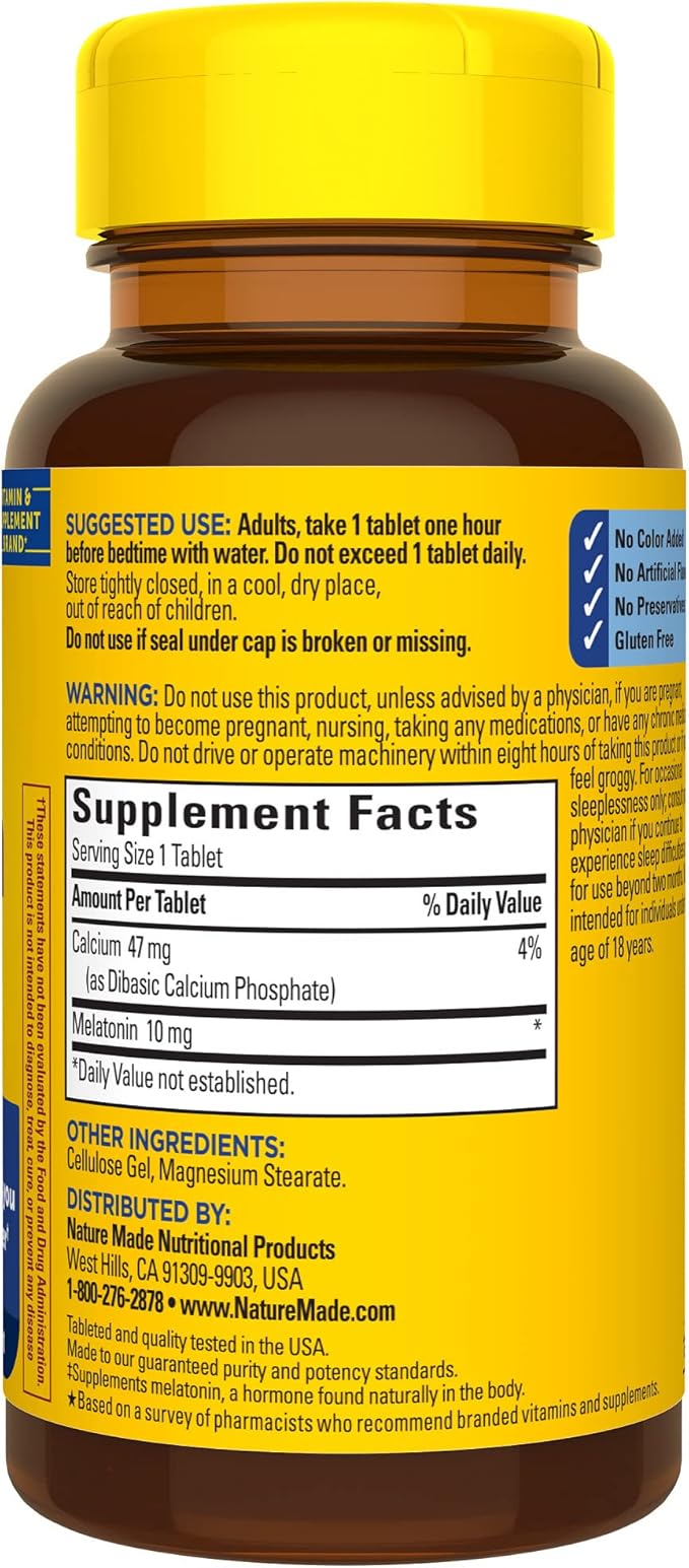 Nature Made Melatonin 10mg Extra Strength 30 Count, 30 Day