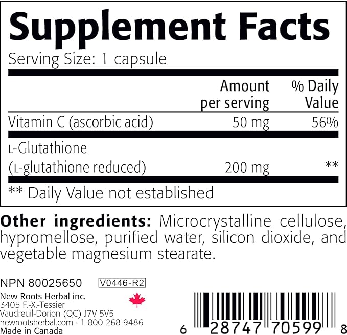 NEW ROOTS HERBAL Glutathione Supplement, 200 (60 Veg