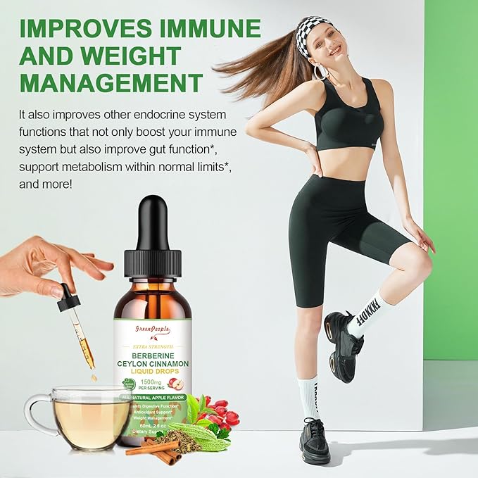 (2 Pack) Berberine Liquid Supplement 1500mg with 150mg, Zinc 4 fl