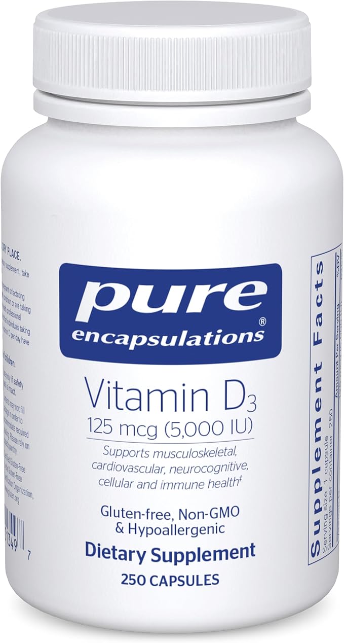 Pure Encapsulations Vitamin D3 125 mcg (5,000 IU) 250 Capsules