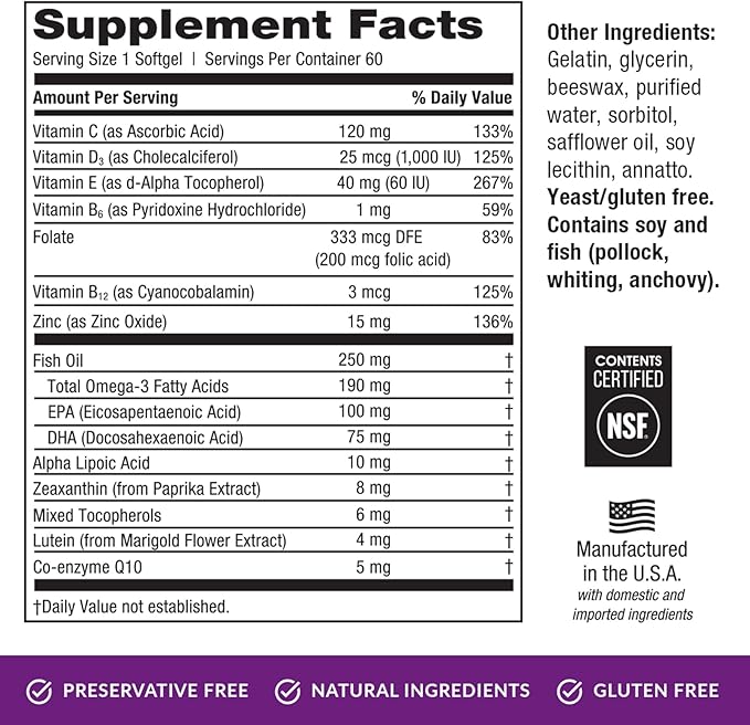 EyePromise Restore Supplement 60 Softgel Omega-3 Fish
