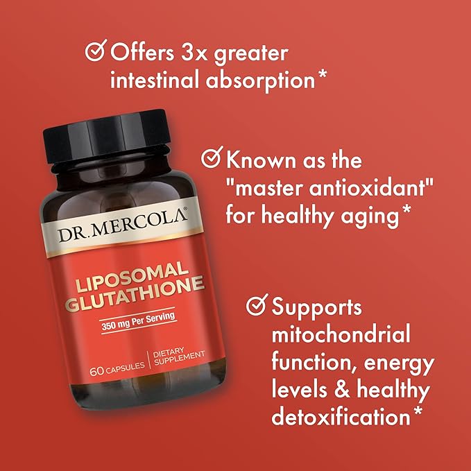 Dr. Mercola Liposomal Glutathione, 30 Servings (60 Capsules), 350 mg