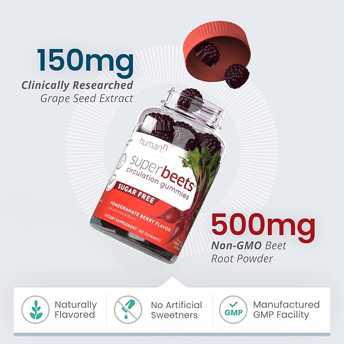 humanN SuperBeets Circulation Gummies 60 Count