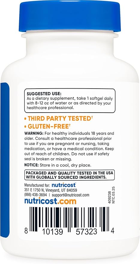 Nutricost Vitamin D3 5,000 IU, 240 Softgels (3 Bottles)
