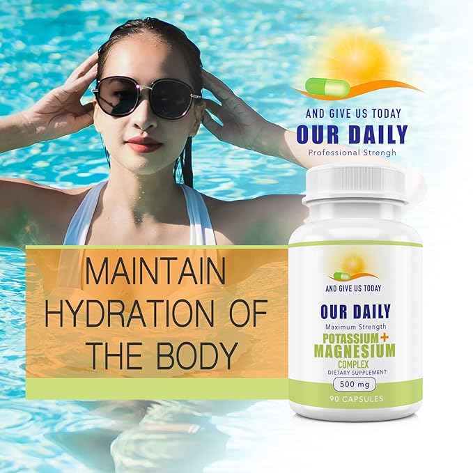 Our Daily Vites Potassium Magnesium Supplement 500mg - Powerful Magnesium Potassium Supplement with 5 Forms of Magnesium for Muscle Recovery, Leg Cramps, Gluten-Free Non-GMO - 90 Caps