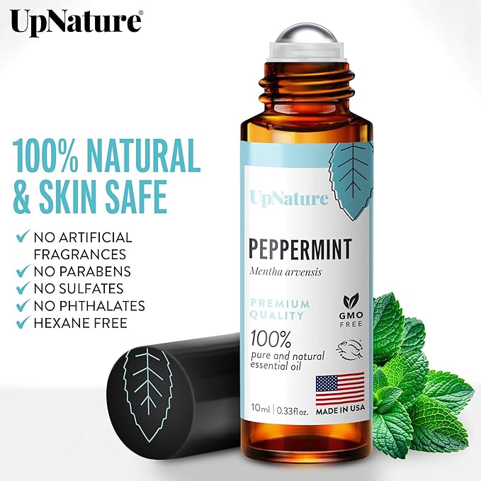 UpNature Peppermint Oil Roll On - Nausea Morning Sickness Relief for Pregnant Women - 100% Pure Peppermint Essential Oil - Pregnancy Must Haves