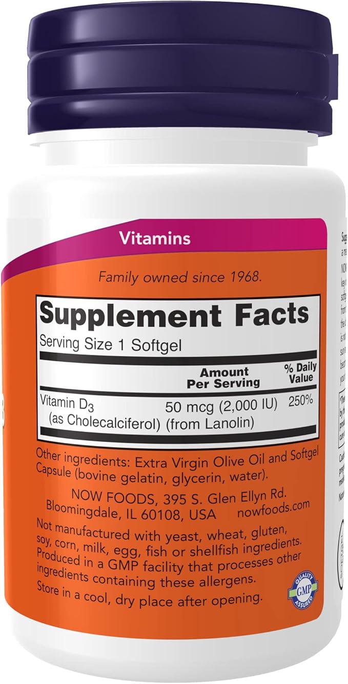 NOW Supplements, Vitamin D-3 2,000 IU, 30 Softgels 2)