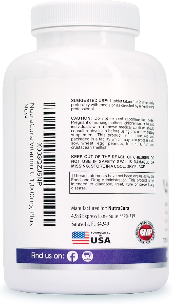 Immunity Vitamin C 1000mg with Elderberry, 4 Months 120 Tablets