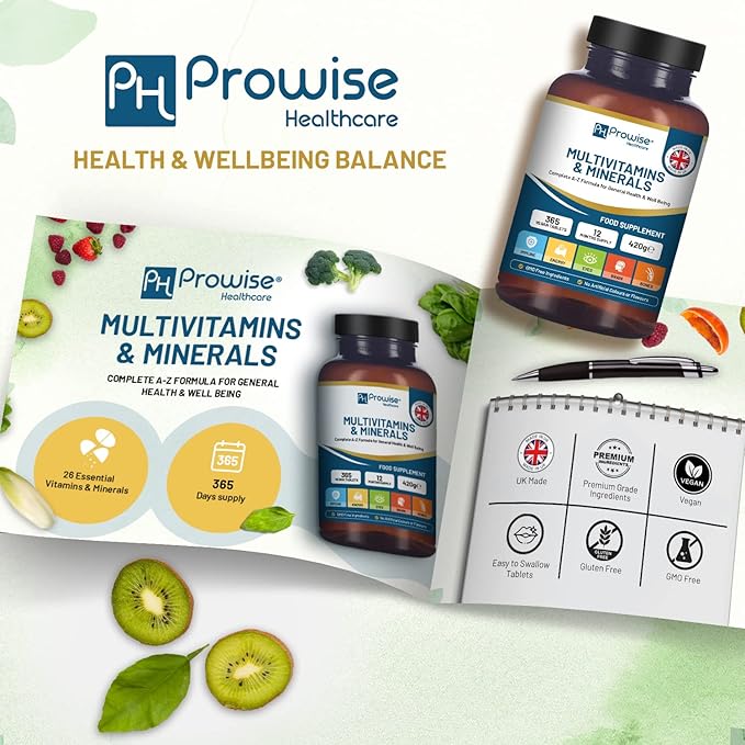 A-Z Multivitamins & Minerals I 365 Vegan Tablets (1 Year Supply) I 26 Essential Active Vitamins, Minerals & Micronutrients for Men and Women I Made in The UK by Prowise Healthcare