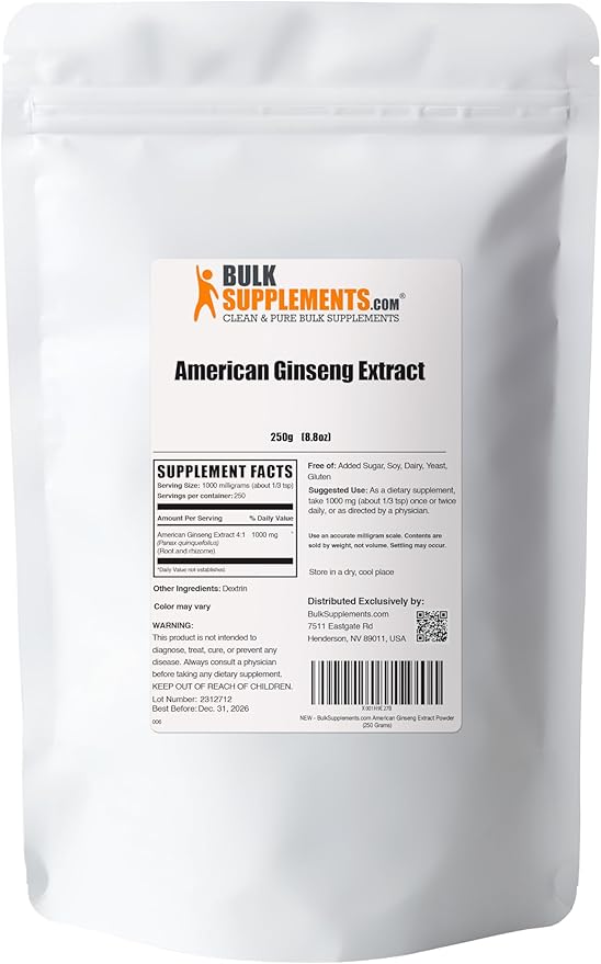 BulkSupplements.com American Ginseng Extract Powder 1000mg per 250g (8.8 (8.8 oz) 1)