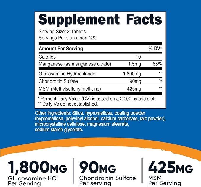 Nutricost Glucosamine 1800mg with Chondroitin & 240 Tablets, 120 Servings