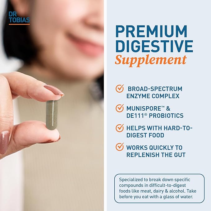 Dr. Tobias Digestive Enzymes with Probiotics, 120 Capsules 60 Servings (2 Daily)