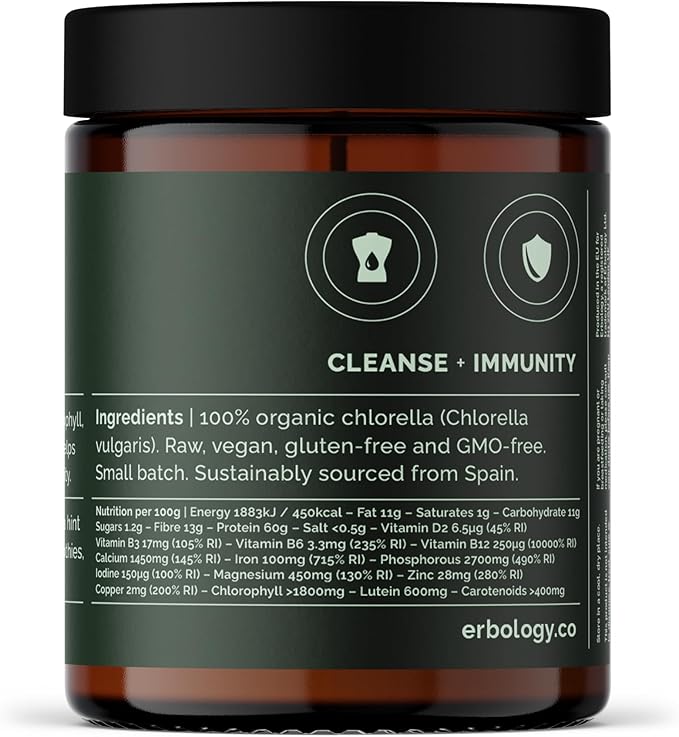 Erbology Organic Chlorella Powder 3.2 oz 45 Servings