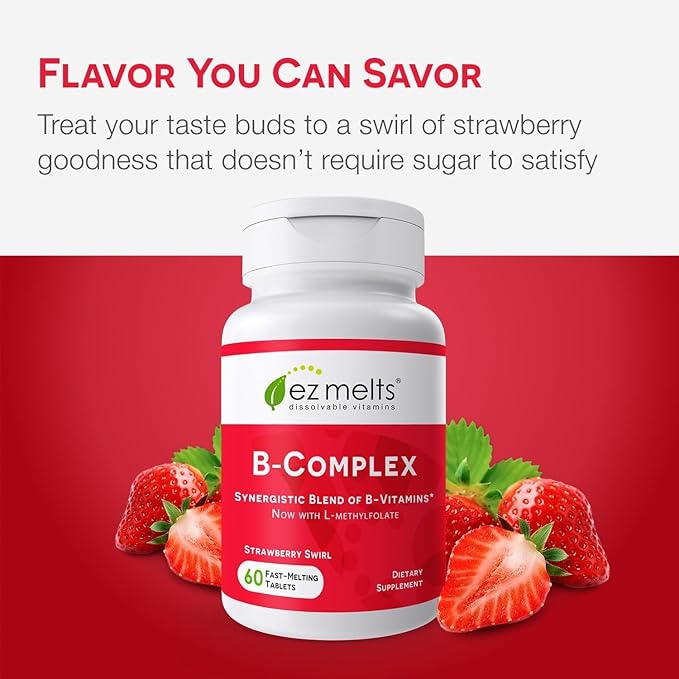 EZ Melts Dissolvable Vitamin B-Complex Tablet B12 & 2-Month Supply