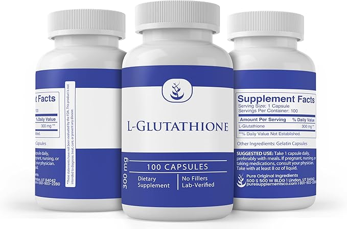 PURE ORIGINAL INGREDIENTS L-Glutathione, (100 Capsules)