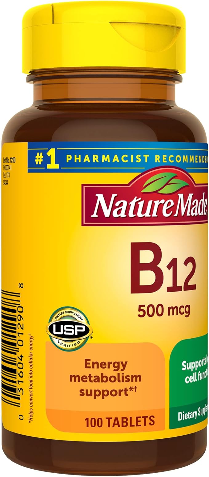 Nature Made Vitamin B12 500 mcg, 100 Tablets, 100 Day