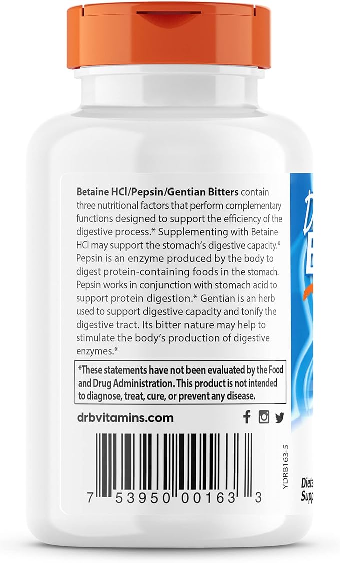 Doctor's Best Betaine HCI Pepsin & 120 Caps,