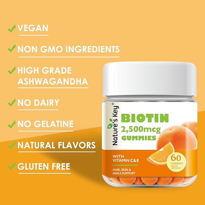 Nature's Key Biotin Gummies with Vitamin 60 Count