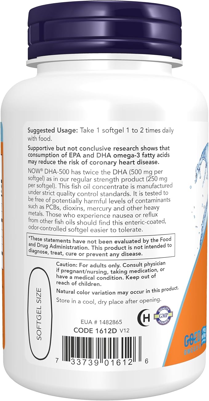 NOW Supplements, DHA-500 with 250 EPA, 90 Softgels