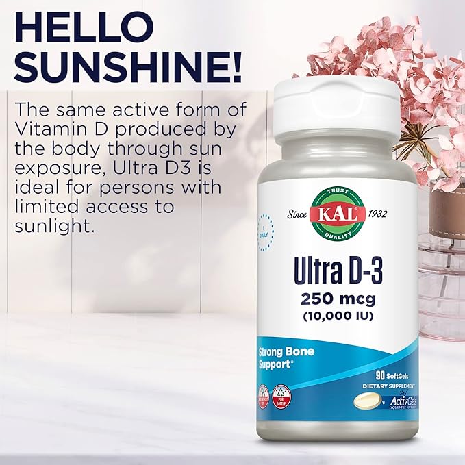 KAL Ultra Vitamin D3 10000 IU (250 mcg), 90 Serv, 90 Softgels
