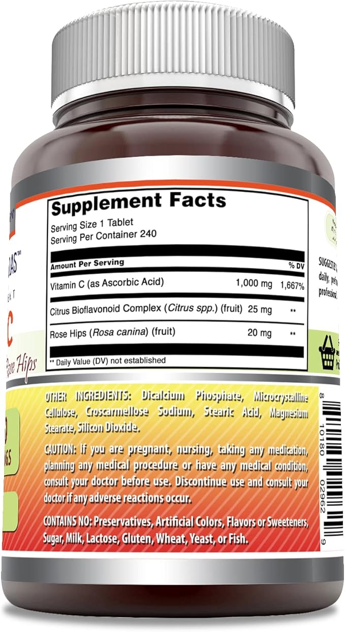Amazing Formulas Vitamin C with Rose 240 Tablets