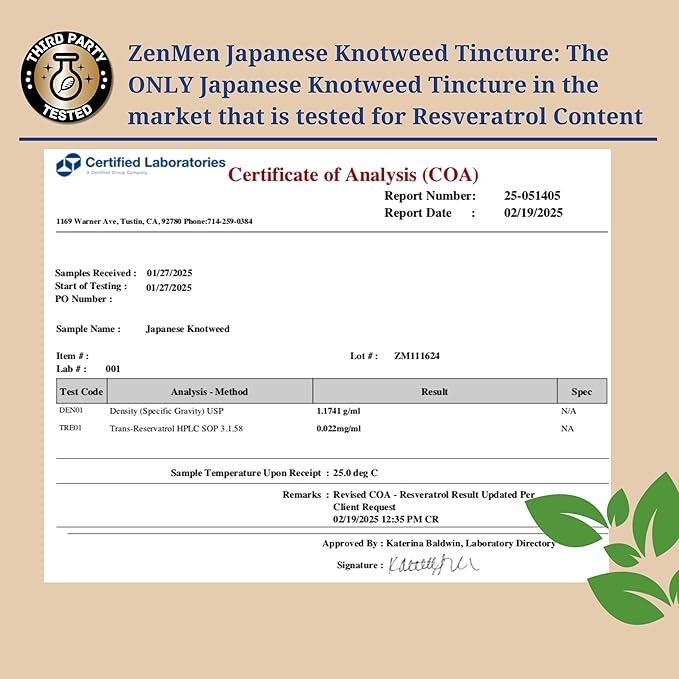 Japanese Knotweed Premium USDA Organic 3rd Party Tested Tincture 120ml/4oz - High Amounts of Resveratrol - Tick Wellness Aid and Immune Support Supplement - Made in The USA