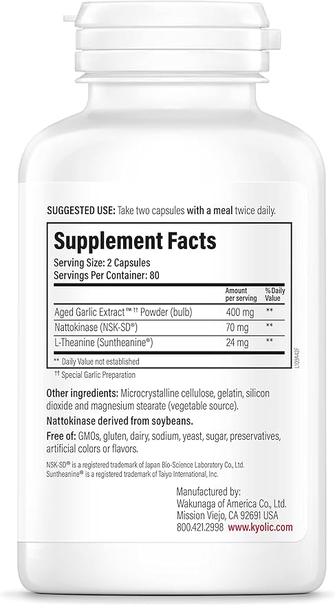 Kyolic Aged Garlic Extract Formula 109, 160 Capsules