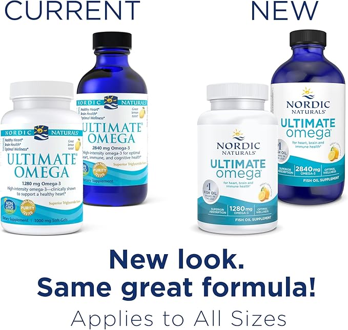 Nordic Naturals Ultimate Omega Liquid, Lemon Flavor 4 oz 2840 mg Omega-3 - Omega-3 Fish 24 Servings
