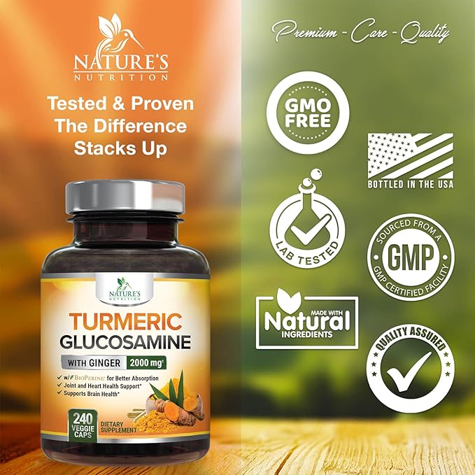 Turmeric Curcumin with BioPerine, Ginger & 95% Curcuminoids 2000mg Black 240 Capsules