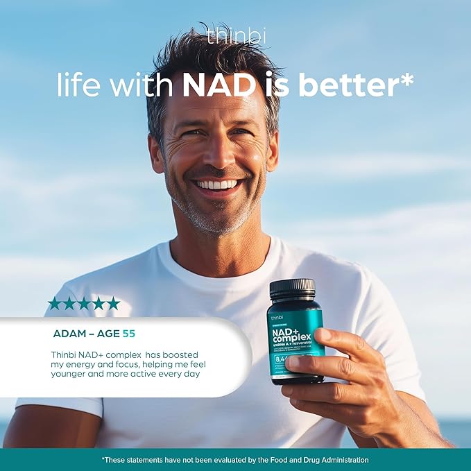 NAD Supplement 8457mg – Extra Strength NMN Alternative Liposomal NAD+ for Women & Men w/ Urolithin A, Resveratrol, CoQ10, Alpha Lipoic Acid – Energy, Anti-Aging, Cell Regeneration 30-Day Supply Thinbi