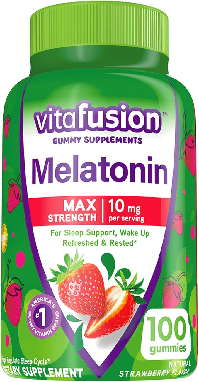 Vitafusion Max Strength Melatonin 10mg Gummy 100 Count 50+ Multivitamin 60 Count