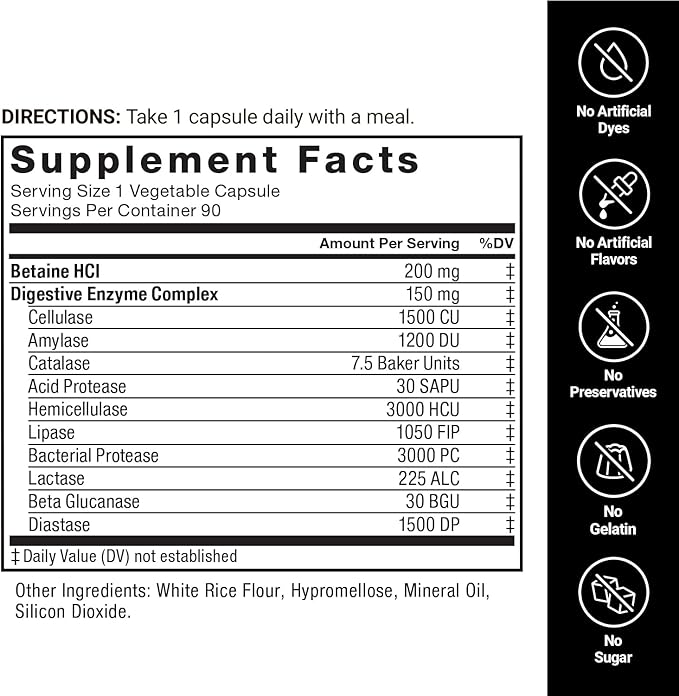 FORCE FACTOR Digestive Enzymes Complex to 10 Digestive 90 Capsules