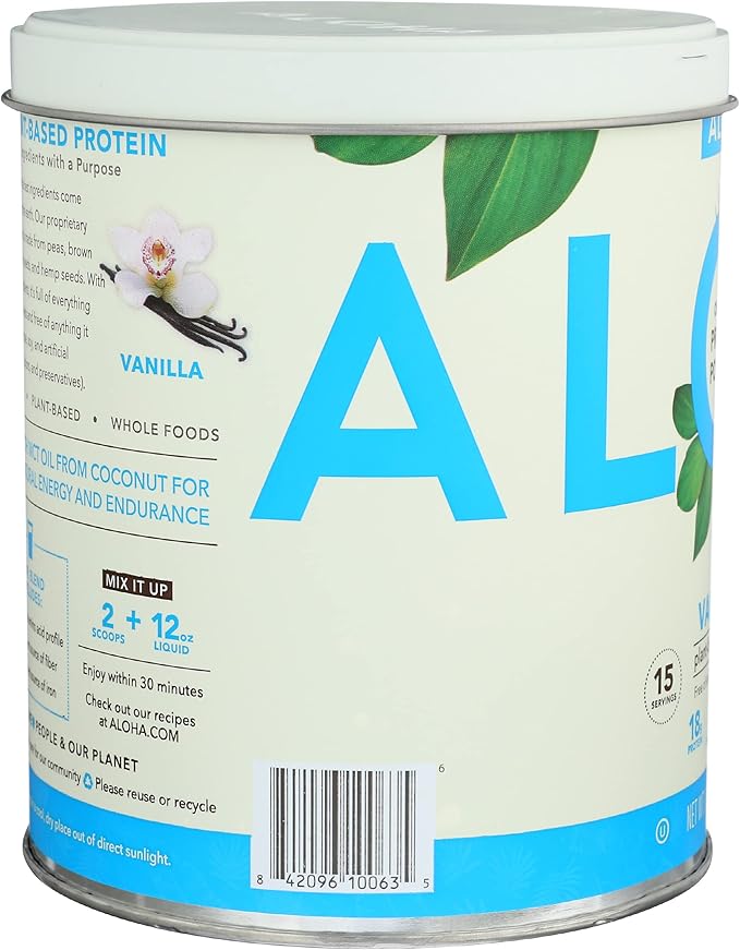 Aloha Organic Plant-Based Protein Powder, Vanilla, 18g Protein, 525 Gm 1)