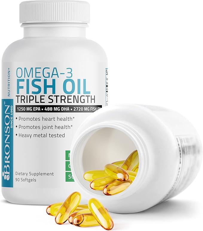 Bronson Omega 3 Fish Oil Triple 2720 mg, 1250 mg 488 mg, 90 Softgels