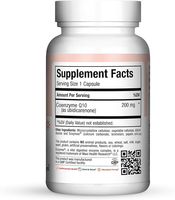 Maxi Health CO Q10 200mg Q10 Supplement 60 Capsules