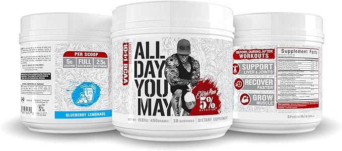 5% Nutrition Rich Piana AllDayYouMay BCAA Powder 15.9 oz, 30 Servings