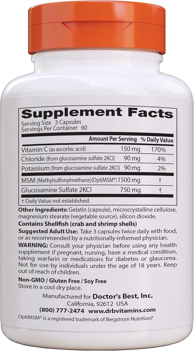 Doctor's Best Synergistic Glucosamine MSM 180 Caps (DRB-00070)