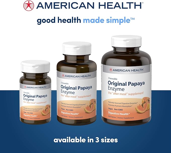 American Health Chewable Multi-Enzymes, Original Papaya, 250 Count