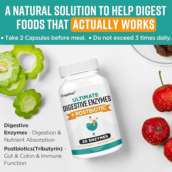 Digestive Enzymes 1000mg with Postbiotics, 20 360 Veggie