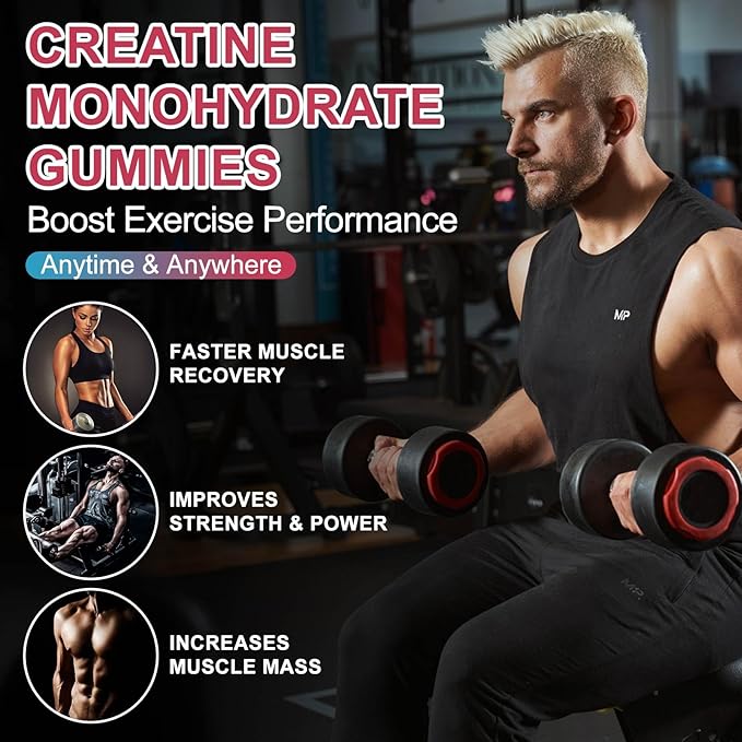 2 Pack Creatine Monohydrate Gummies for Men & Women 120 CT - 5000mg of Creatine Monohydrate per Serving - Sugar Free Chewable Creatine for Muscle Strength, Muscle Builder, Energy Boost