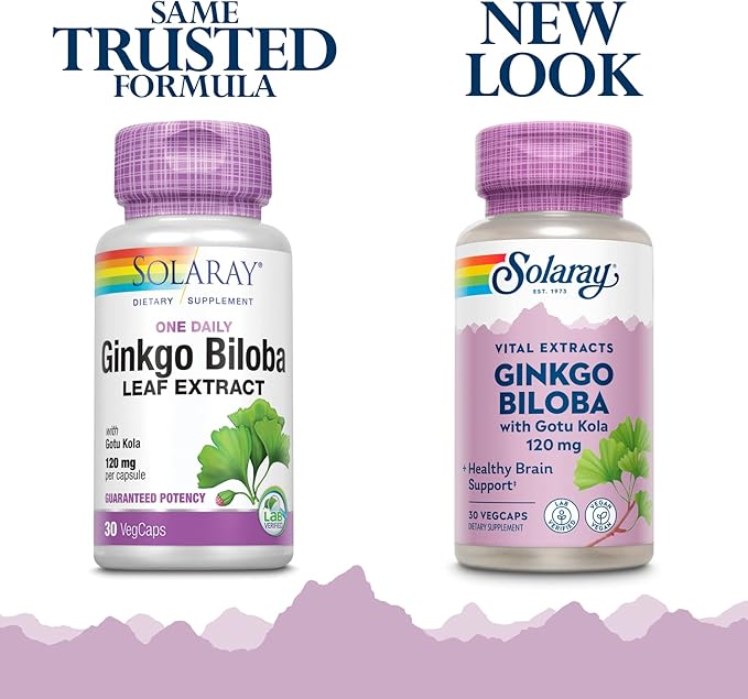 SOLARAY One Daily Ginkgo Biloba Leaf Extract (60 VegCaps) (30 VegCaps)