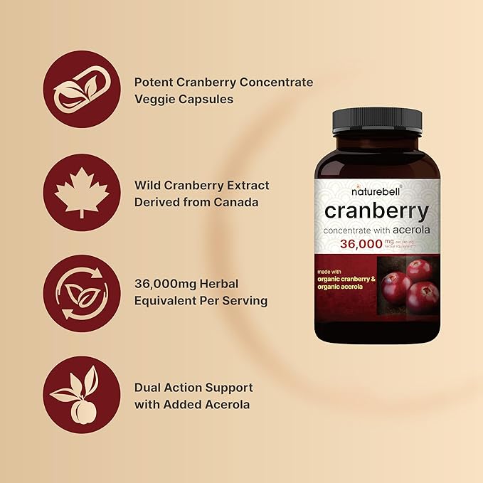 NatureBell Cranberry Pills 36,000mg with Acerola 100:1 Fresh