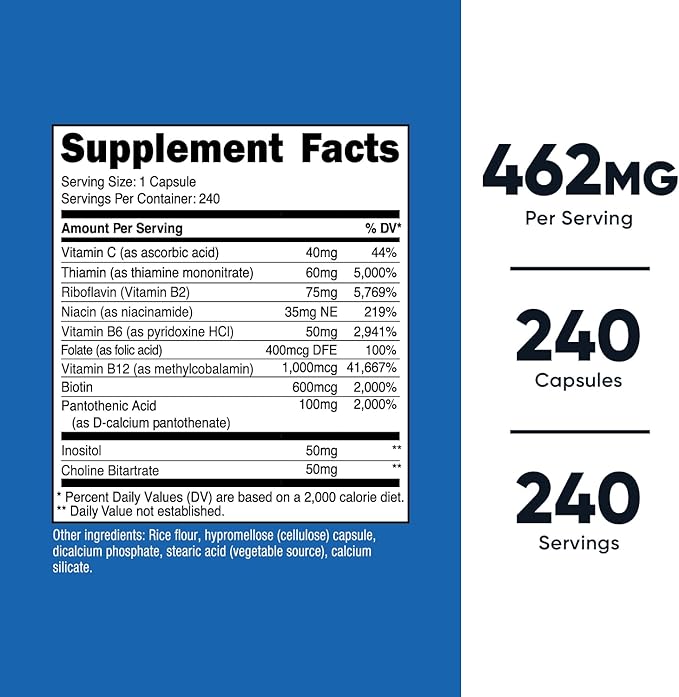 Nutricost Vitamin B Complex 460mg, 240 Capsules