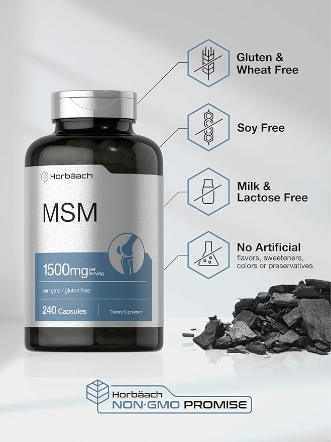 Horbäach MSM Supplement Capsules 1500mg | 240 Count