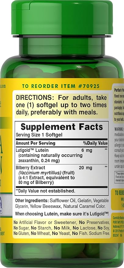 Puritan's Pride Herbavision with Lutein, Zeaxanthin Vision,240 Softgels 240 Count (70925)