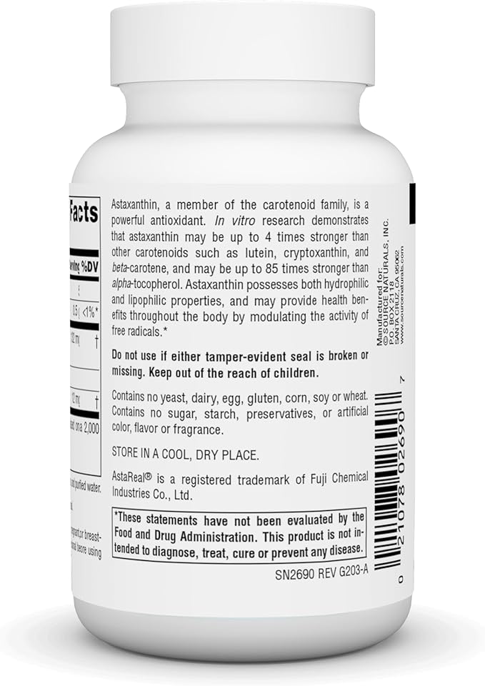 Source Naturals Astaxanthin, Antioxidant Carotenoid, 12mg 90 Softgels