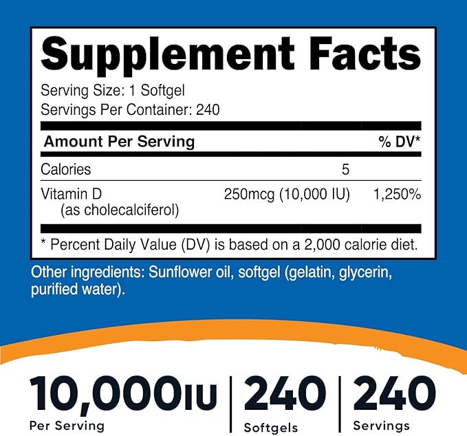 Nutricost Vitamin D3 10,000 IU, 240 (3 Bottles)